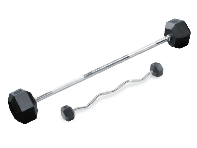 Rubber Hexagonal-Head Fixed Barbell for Commercial Gyms