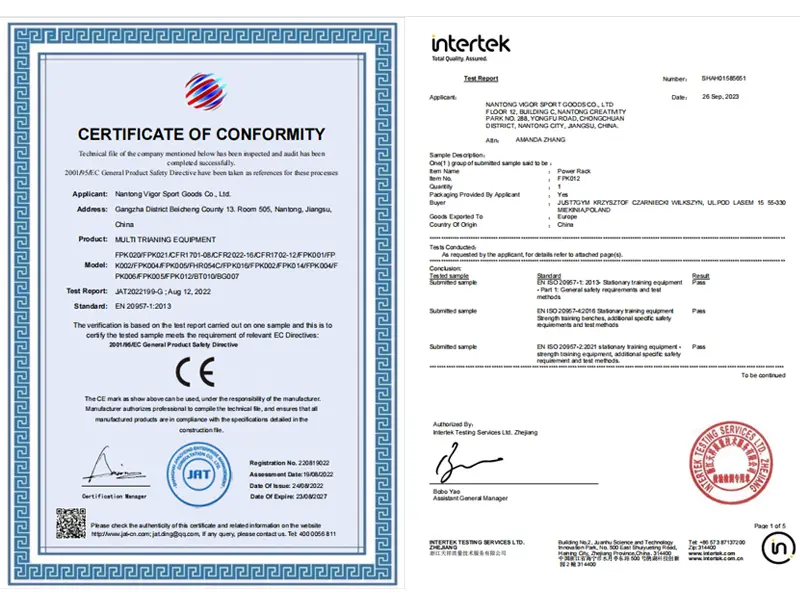 CE certificate and EN957 certificate