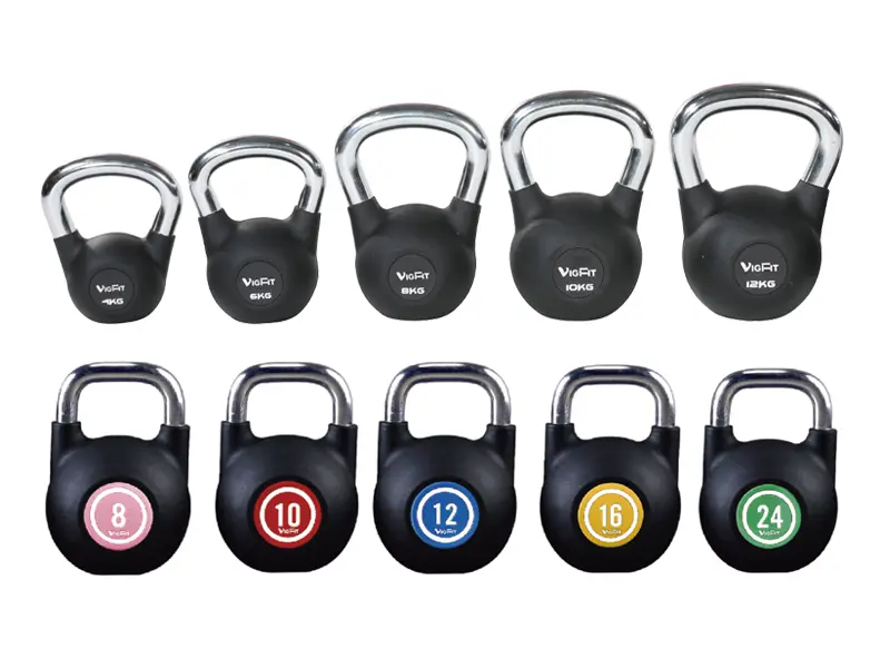 Rubber Kettlebell with Chrome Handle for Commercial Gyms