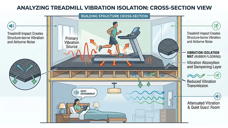 Hotel gym flooring for noise and vibration control